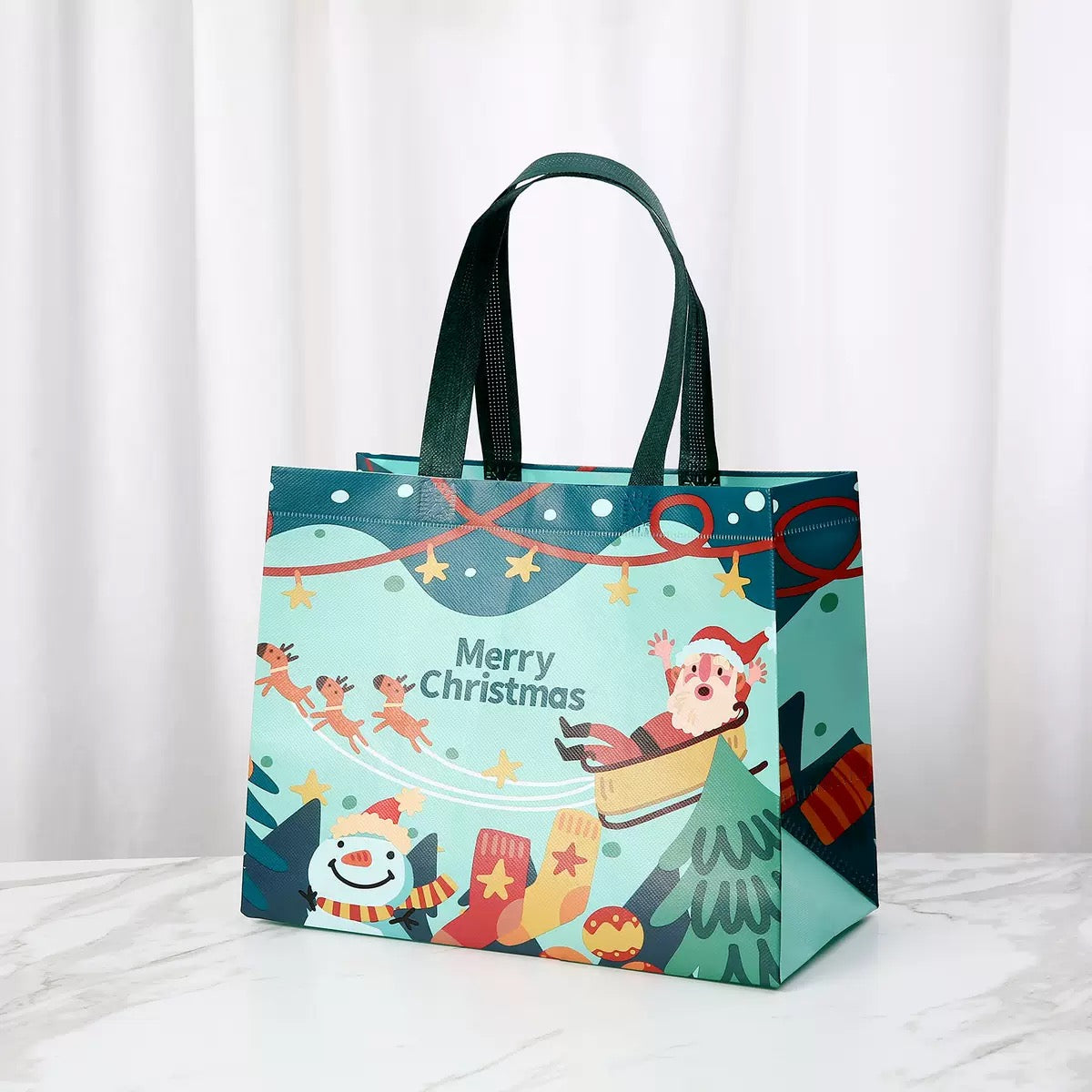 Christmas Eco Bags | Merry Christmas Gift Packaging Shopping Bags with Handles | Corporate Giveaways