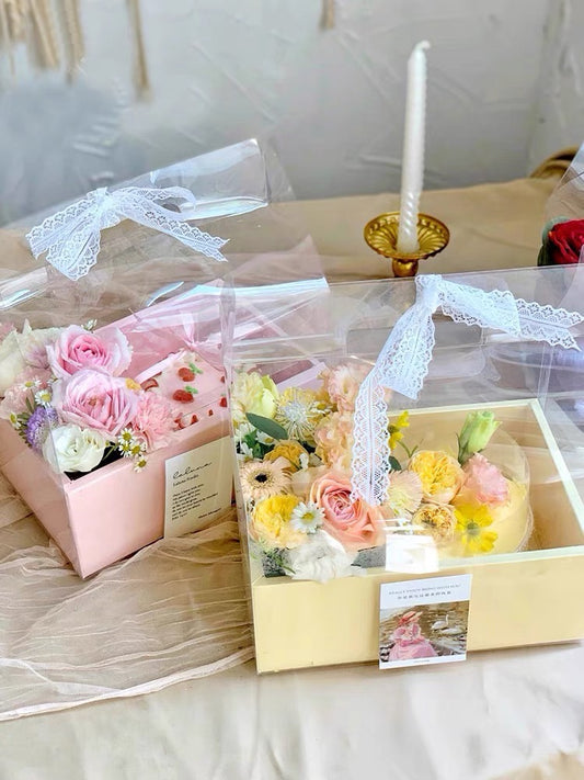 Flower Cake Box | Acetate Gable Box w/ Handle