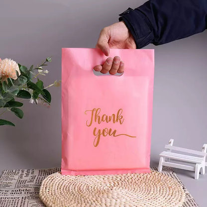 100PCS Thank You Plastic Bag Carrier | Packaging for Boutique, Gifts, Retail Shops