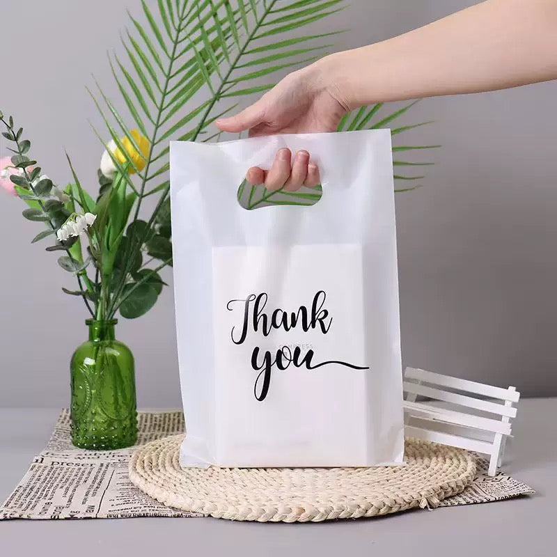 100PCS Thank You Plastic Bag Carrier | Packaging for Boutique, Gifts, Retail Shops
