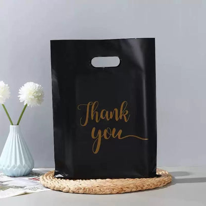 100PCS Thank You Plastic Bag Carrier | Packaging for Boutique, Gifts, Retail Shops