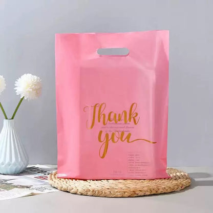 100PCS Thank You Plastic Bag Carrier | Packaging for Boutique, Gifts, Retail Shops