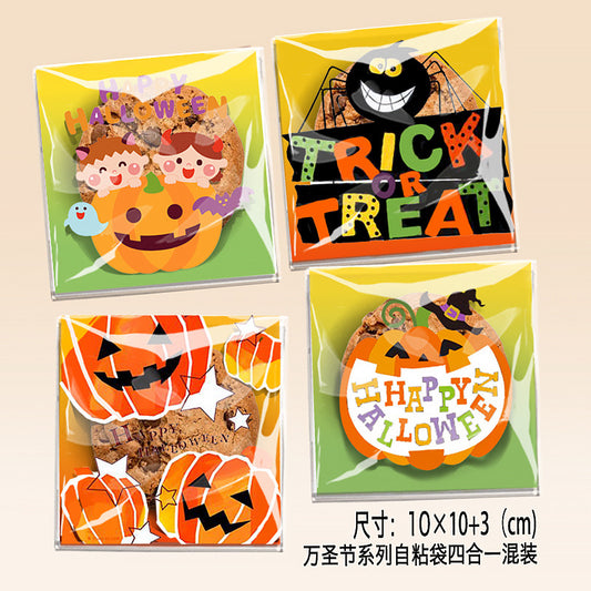 [Halloween 2024] 100PCS OPP Cookie Plastic Pouch w/ Adhesive