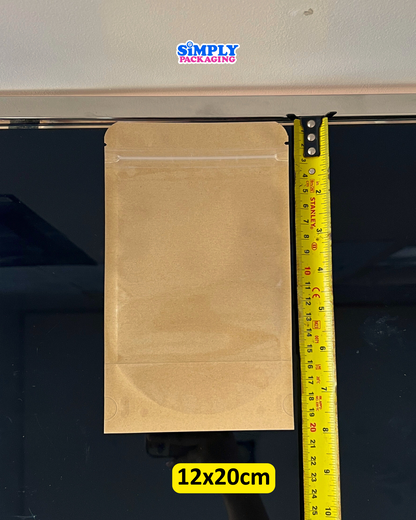 50PCS Kraft Resealable Stand Up Pouch with Clear Front | Simply Packaging