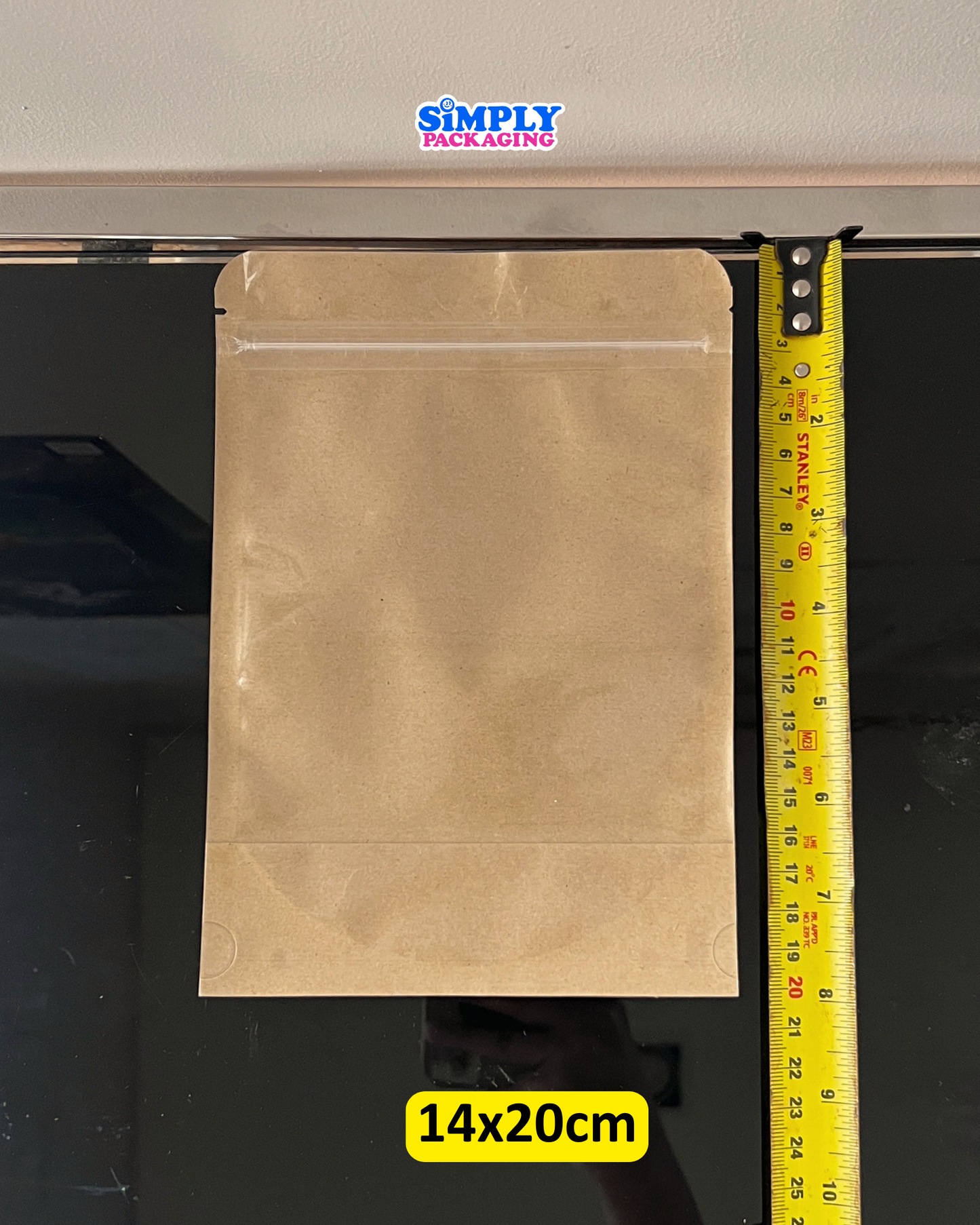 50PCS Kraft Resealable Stand Up Pouch with Clear Front | Simply Packaging