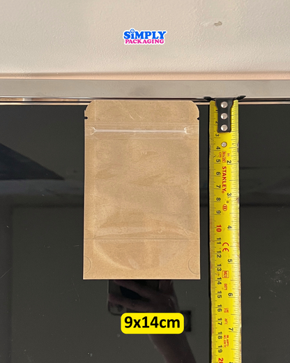 50PCS Kraft Resealable Stand Up Pouch with Clear Front | Simply Packaging
