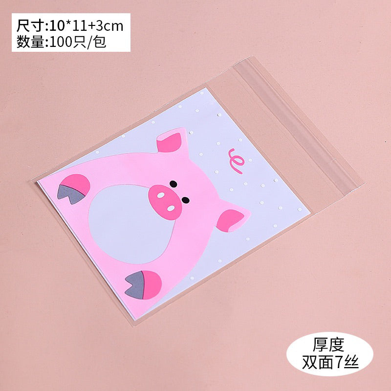 100PCS OPP Cookie Plastic Pouch w/ Adhesive