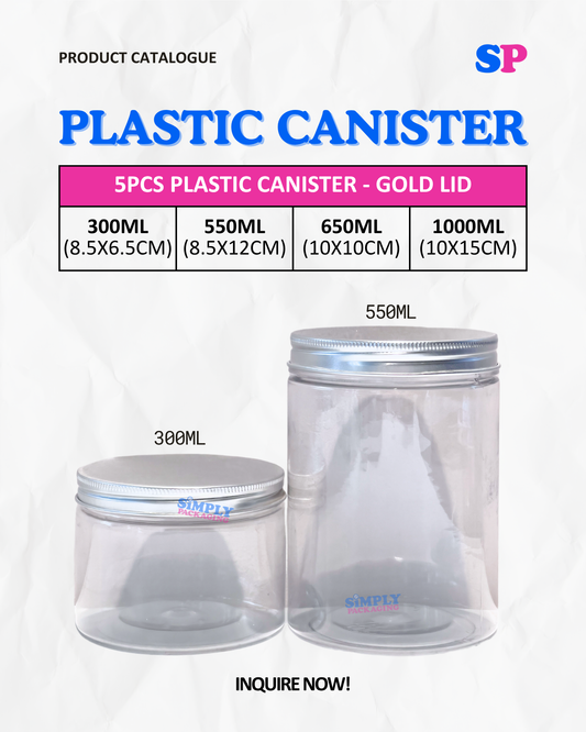 Plastic Canister with Silver Aluminum Lid | Simply Packaging