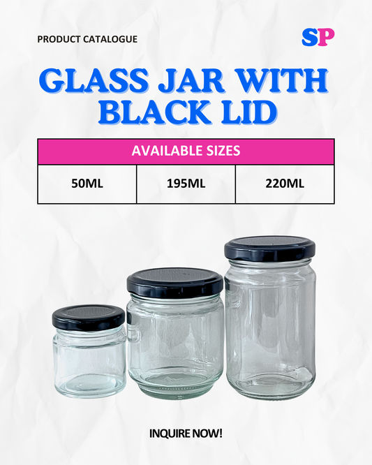 Glass Jar with Black Lid | Simply Packaging