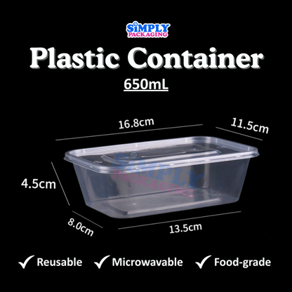 [50PCS] RECTANGLE PLASTIC MICROWAVABLE FOOD CONTAINER