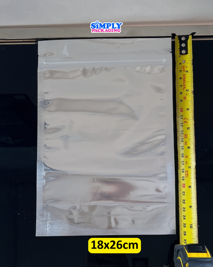 50pcs Silver Resealable Stand Up Pouch | Simply Packaging