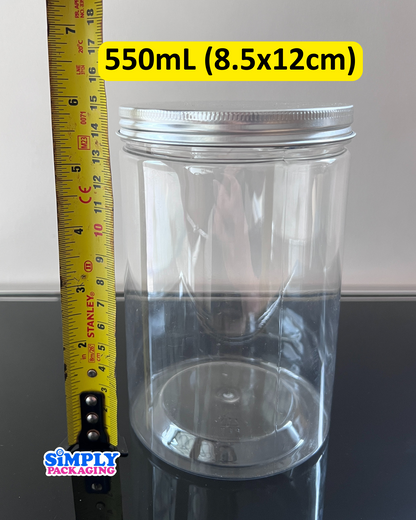Plastic Canister with Silver Aluminum Lid | Simply Packaging