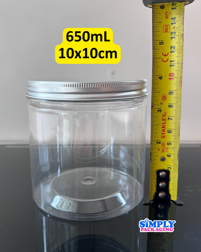 Plastic Canister with Silver Aluminum Lid | Simply Packaging