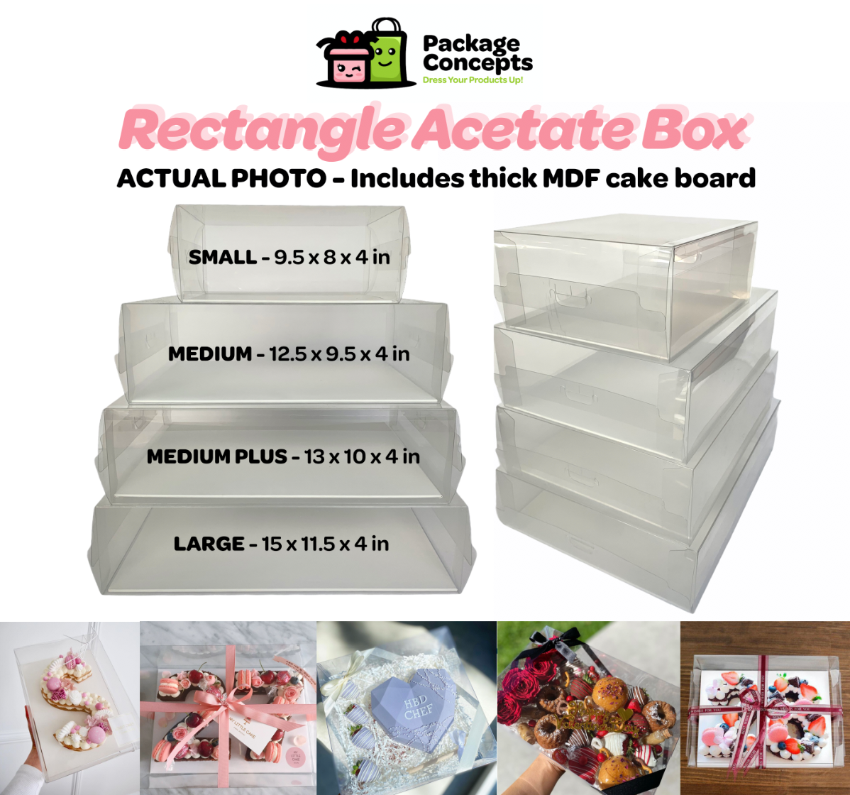 [RECTANGLE] Acetate Cake Boxes