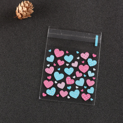 100PCS OPP Cookie Plastic Pouch w/ Adhesive