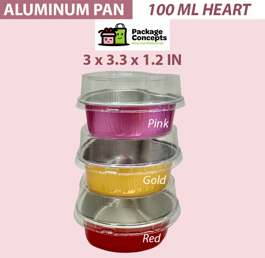 [100ML HEART] Aluminum Pan w/ Lid