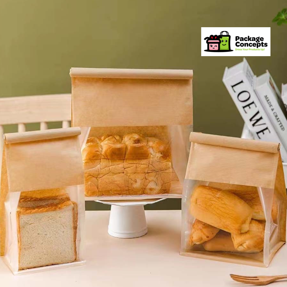 [50PCS] Bread Bag with Seal & Window | For Loaf, Pandesals, Breads