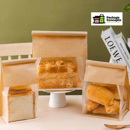 [50PCS] Bread Bag with Seal & Window | For Loaf, Pandesals, Breads