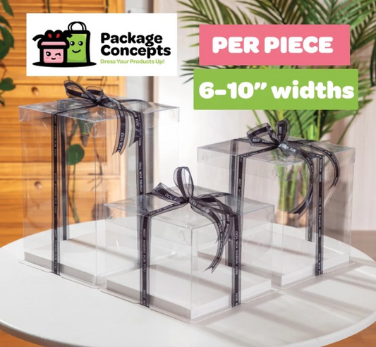 [SALE] SQUARE ACETATE CAKE BOX BLACK - 1L MEDIUM 10x10x7"