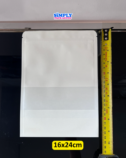50PCS White Resealable Stand Up Pouch with Window | Simply Packaging
