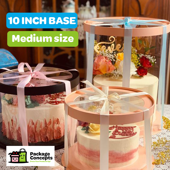 [ROUND] Acetate Cake Box 10 inch Base (Medium)