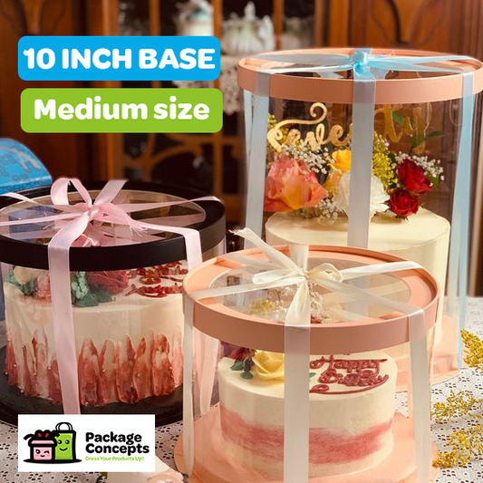 [ROUND] Acetate Cake Box 10 inch Base (Medium)