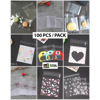 100PCS OPP Cookie Plastic Pouch w/ Adhesive